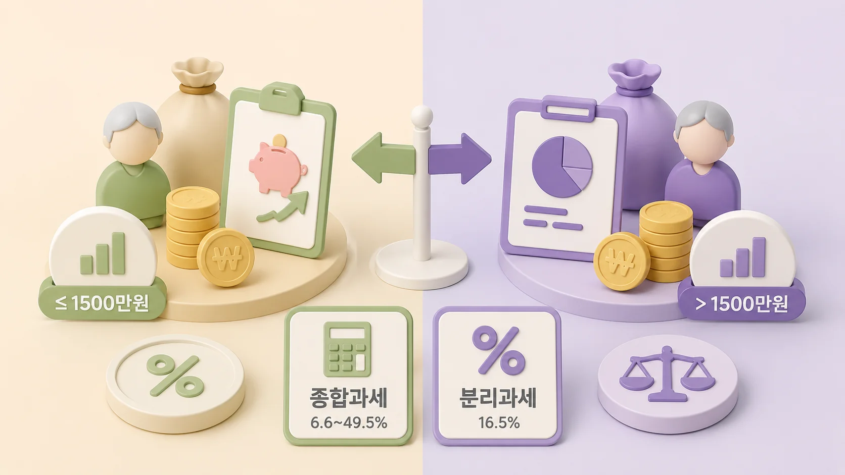 사적연금소득 1500만원 초과 시 세금 계산 비교